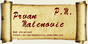 Prvan Malenović vizit kartica